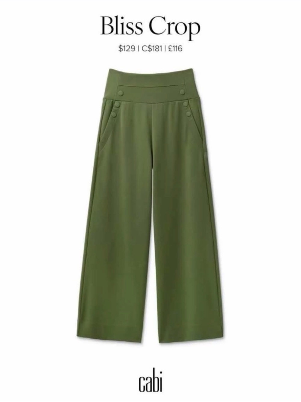 #6865 cabi Bliss Crop. NWT. Size Small.